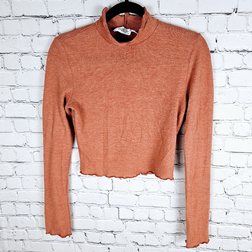 UO OUT FROM UNDER | lettuce edge cropped mock neck long sleeve top